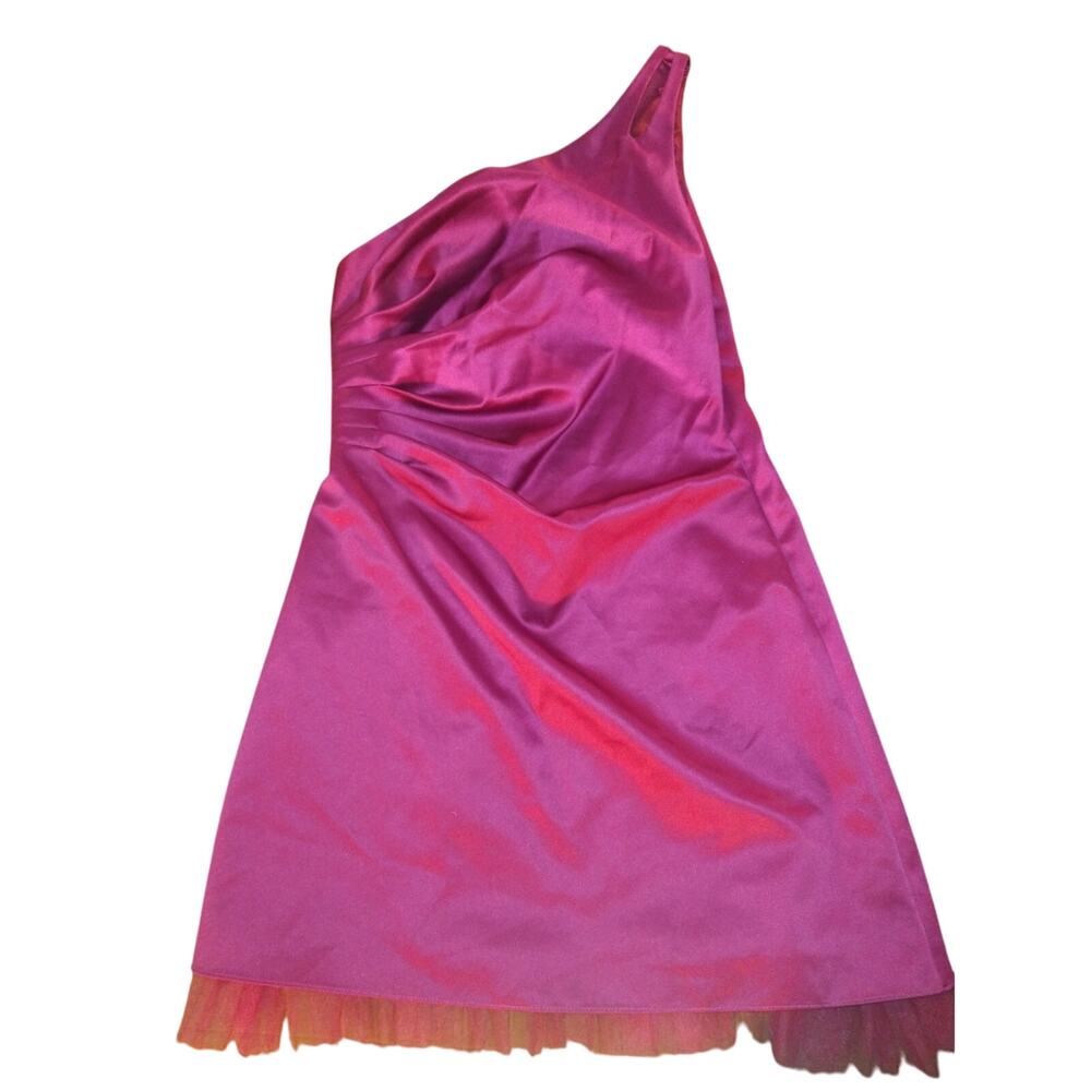 NWT ABS One Shoulder Plum Satin Mini dress SZ 14